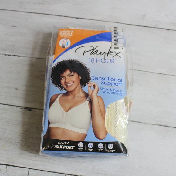 Playtex 18 Hour Women's Bra Plus Size 46B Wire Free Full Figure White - Picture 2 of 8